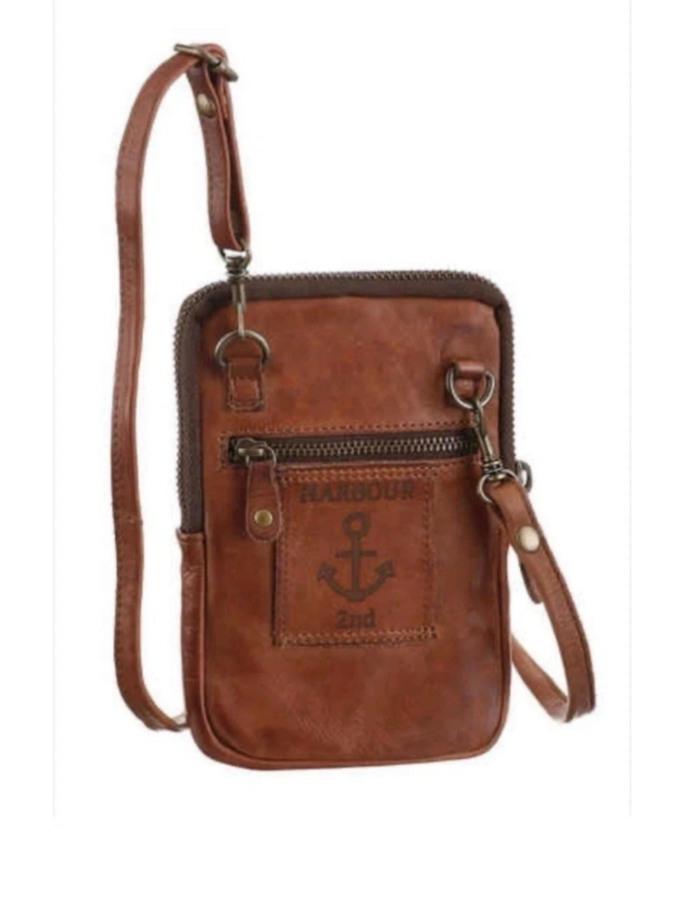Harbour 2nd Soft Brown Leather Mini Crossbody Organizer Bag Purse New